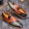 Pantofi Loafers de bărbați din piele naturala, Verde / Maro - P1535