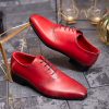 Pantofi eleganți de bărbați din piele naturala, Roșu gravat - P1546