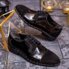 Pantofi eleganți de bărbați din piele naturala, Negru lăcuit /catifea - P1547