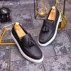 Mocasini casual de bărbați, Piele neagra eco, cu talpa înaltă – AD460
