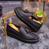 Mocasini casual de bărbați, Piele neagra eco, cu talpa înaltă – AD461