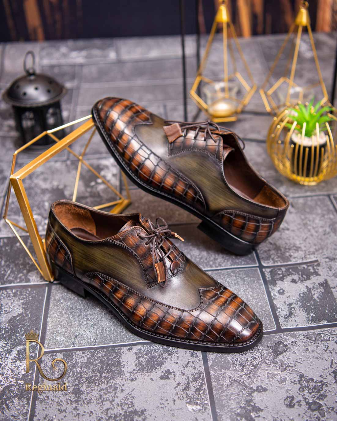 Pantofi eleganți de bărbați din piele naturala, Maro - P1607