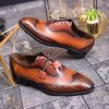 Pantofi eleganți de bărbați din piele naturala, Maro - P1604