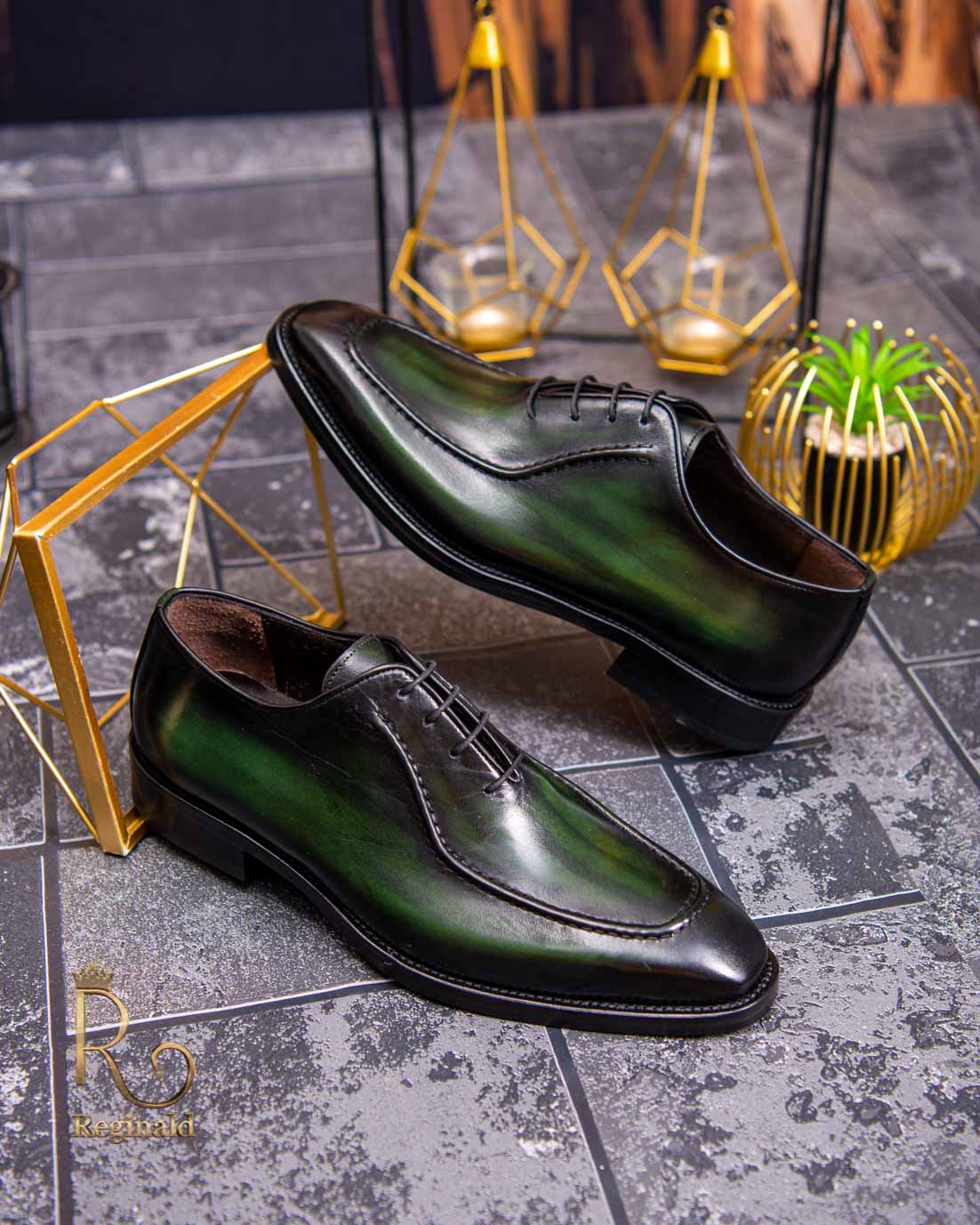 Green Patina Derby Shoes - Luxury Leather - BUSH by Civardi