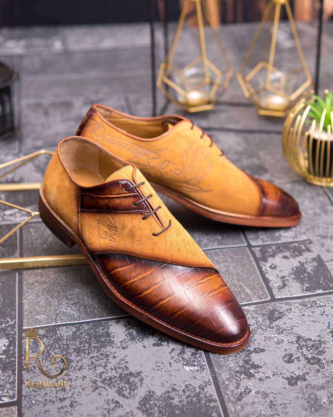 Pantofi eleganți de bărbați din piele naturala, Maro - P1591