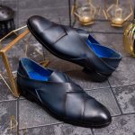 Pantofi Loafers de bărbați din piele naturala, Bleumarin - P1599
