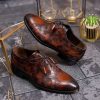 Pantofi eleganți de bărbați din piele naturala, Maro gravat - P1588