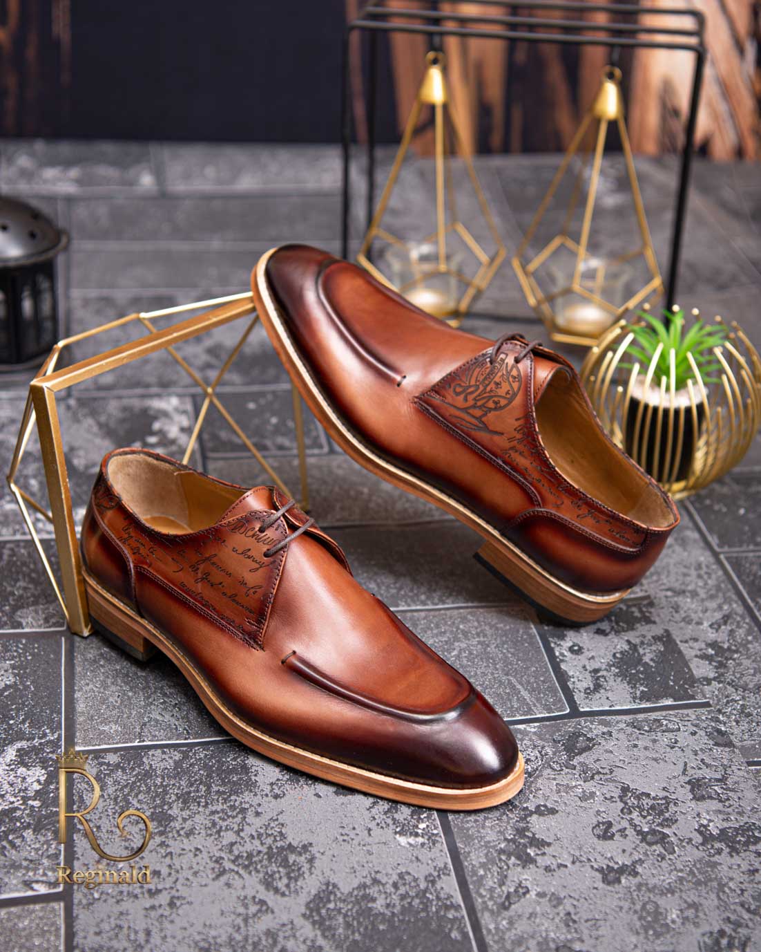 Pantofi eleganți de bărbați din piele naturala, Maro degrade - P1576