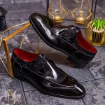 Pantofi eleganți de bărbați din piele naturala, Negru - P1573