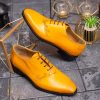 Pantofi eleganți de bărbați din piele naturala, Galben gravat - P1565