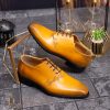 Pantofi eleganți de bărbați din piele naturala, Galben gravat - P1563