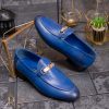 Pantofi Loafers de bărbați din piele naturala, Albastri - P1617