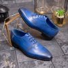Pantofi eleganți de bărbați din piele naturala, Albastru gravat - P1614