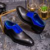 Pantofi eleganți de bărbați din piele naturala, Negru cu albastru - P1611