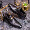 Pantofi Loafers de bărbați din piele naturala, Negru cu model - P1618