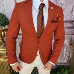 Sacou Cărămiziu, de bărbați, Slim Fit, Summer Collection - SC737