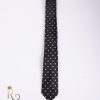 Cravata de bărbați, Neagra cu flori albe - CV743