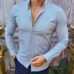 Men's textured shirt, button-down collar - CR108