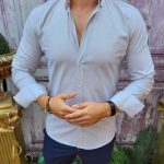 Men's textured shirt, button-down collar - CR106