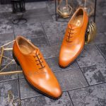Men's light brown genuine leather smart shoes - P1623