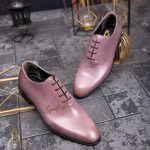 Pantofi eleganți de bărbați din piele naturala, roz prafuit - P1624