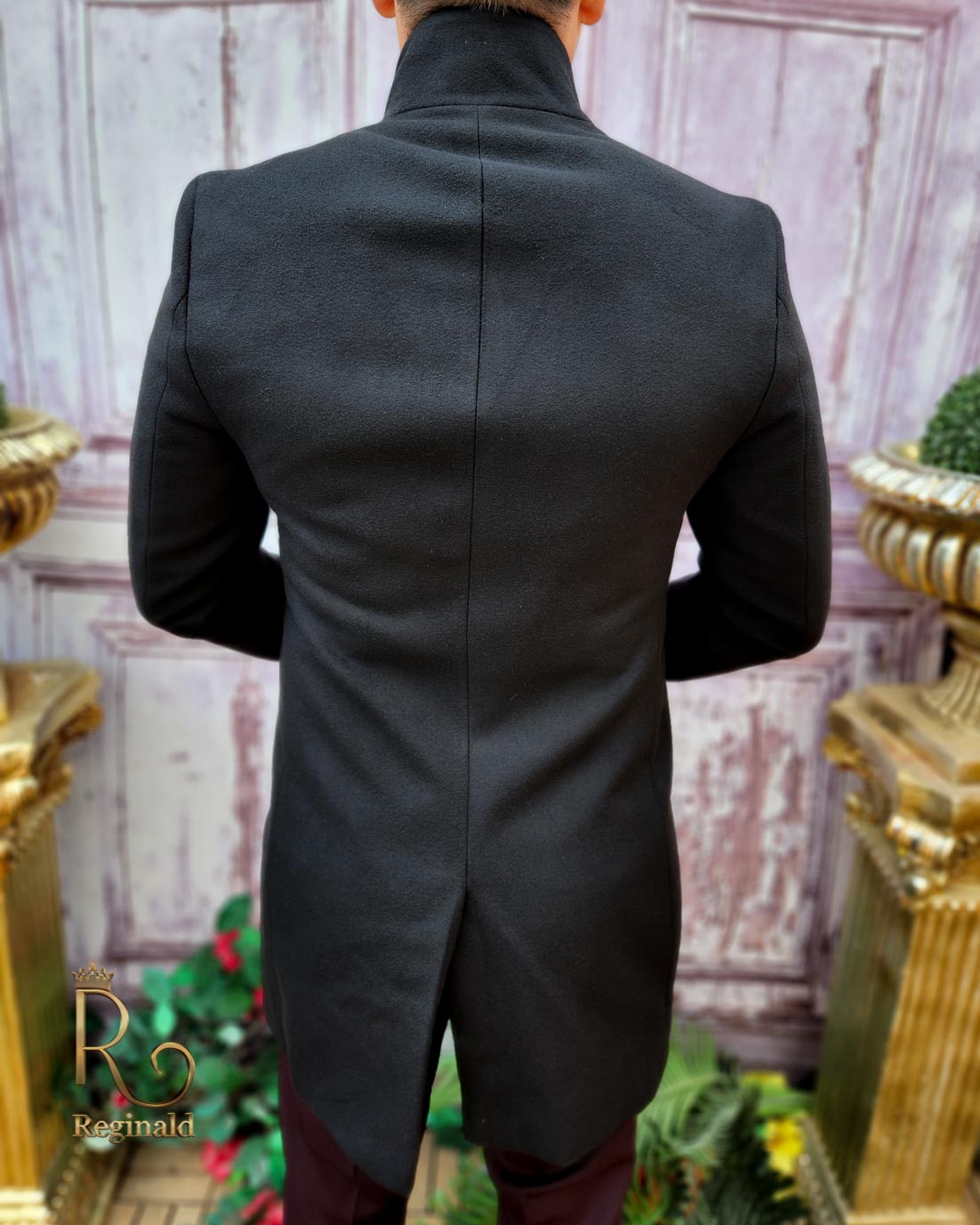 Cappotto da uomo con bottoni neri slim fit - PT461