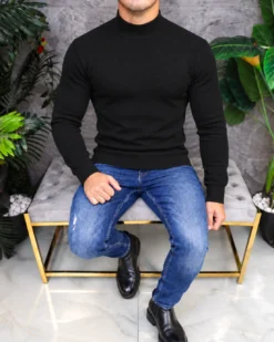 Helanca /Maleta de bărbați, Slim Fit, Neagra  – BZ225