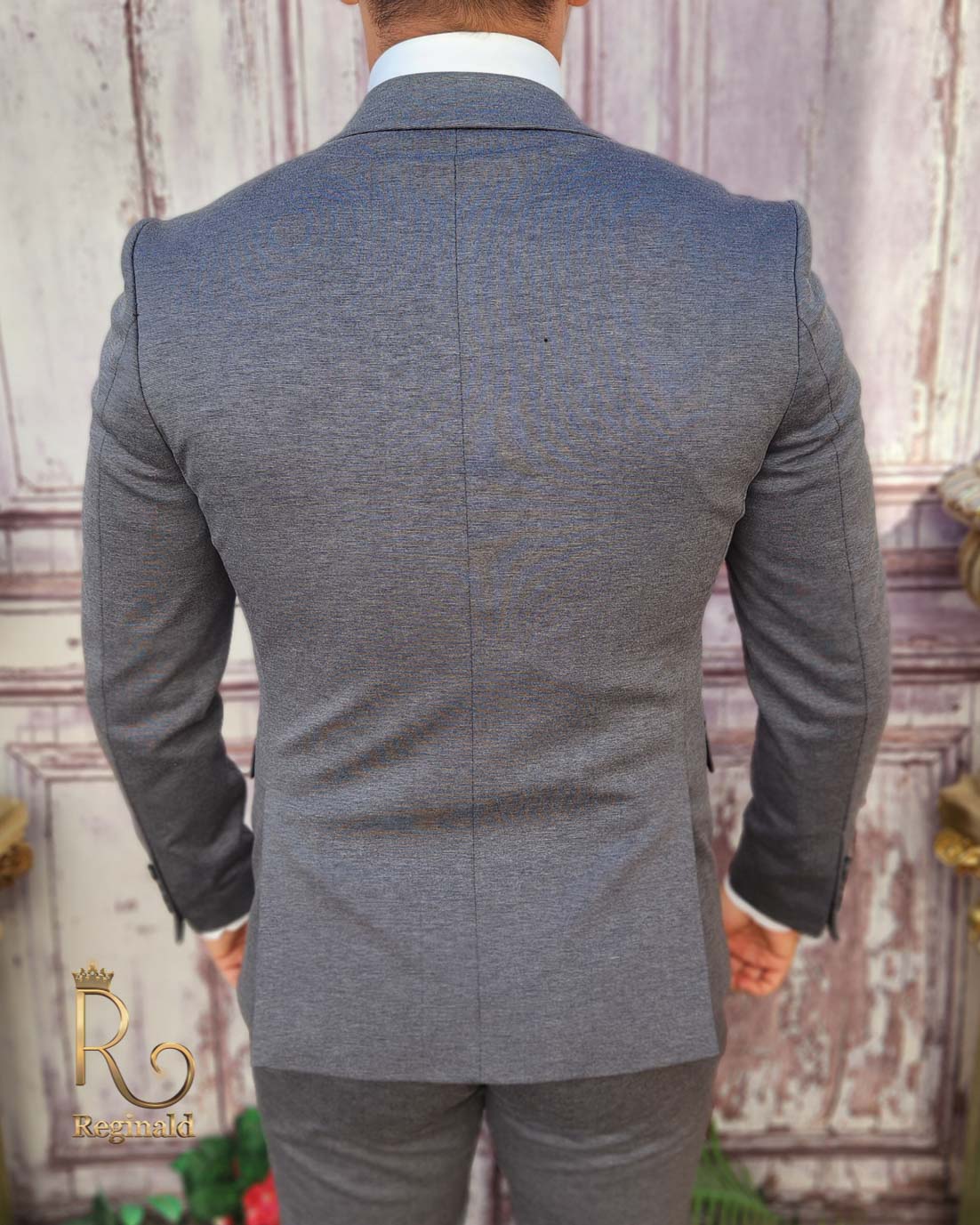 Costum gri de bărbați, Slim Fit, Sacou si Pantalon - C3941 - imagine 5