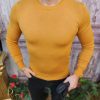 Bluza cu guler rotund, de bărbați, Slim Fit, Galben muștar – BZ269