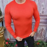 Bluza cu guler rotund, de bărbați, Slim Fit, Orange – BZ261