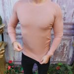 Bluza cu guler rotund, de bărbați, Slim Fit, Bej – BZ258