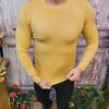 Bluza cu guler rotund, de bărbați, Slim Fit, Galbena – BZ268