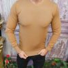 Bluza cu guler rotund, de bărbați, Slim Fit, Bej – BZ250