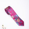 Cravata de bărbați, Fucsia cu flori - CV797