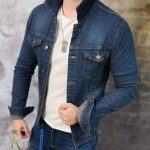 Geaca de blug pentru bărbați, Slim Fit, Bleumarin - GB178