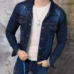 Men's Denim Jacket, Slim Fit, Navy Blue - GB177