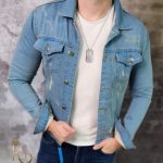 Geaca de blug pentru bărbați, Slim Fit, Bleu - GB176