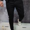 Blugi de bărbați, Slim Fit, elastici si conici, Negri - BG917