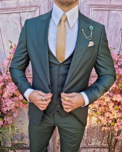 costum barbati verde inchis