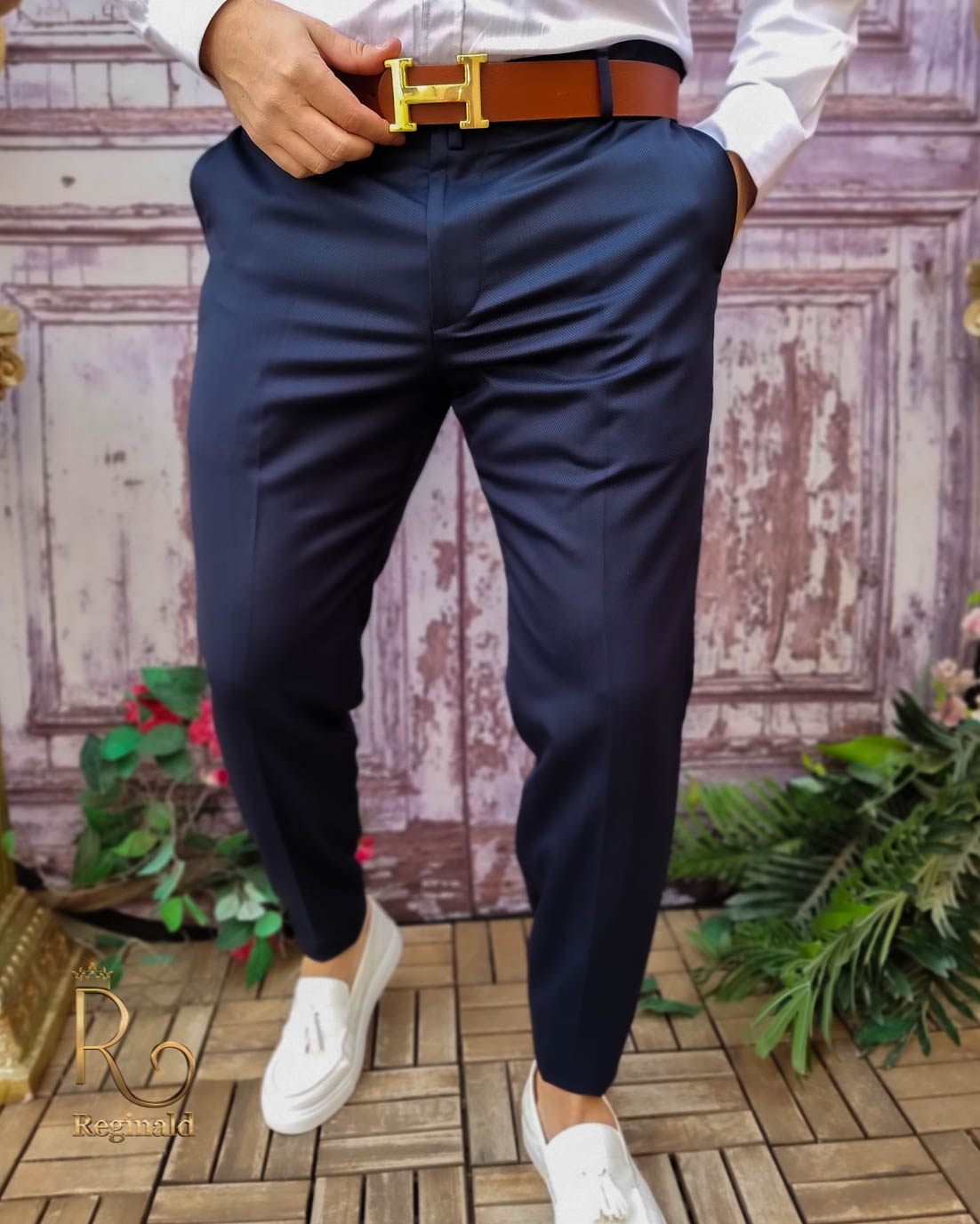 Pantaloni eleganți de bărbați, Bleumarin, Slim Fit - PN728