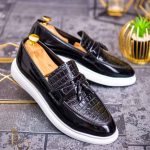 Mocasini casual, Negri lacuiti, Talpa usoara, ciucurei – AD511