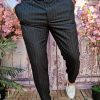 Pantaloni elegantI Slim-Fit, NEGRU cu DUNGI - PN730