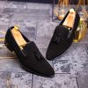 Pantofi Mocasini / Loafers, Negri, catifea- P1630