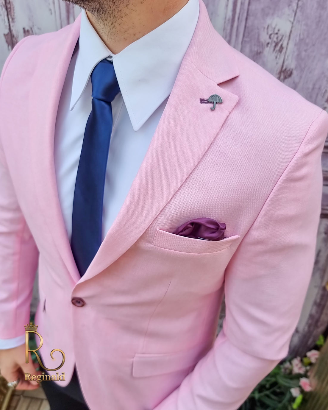 Sacou de bărbați, Slim Fit, Roz deschis-SC793 - imagine 4