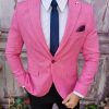 Sacou de bărbați, Slim Fit, Roz-SC795