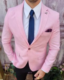 Alternative view of Sacou de bărbați, Slim Fit, Roz deschis-SC793