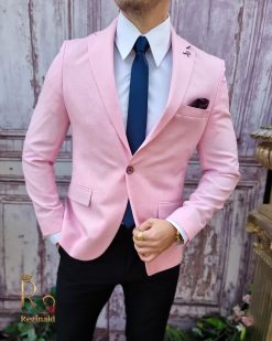 Sacou de bărbați, Slim Fit, Roz deschis-SC793