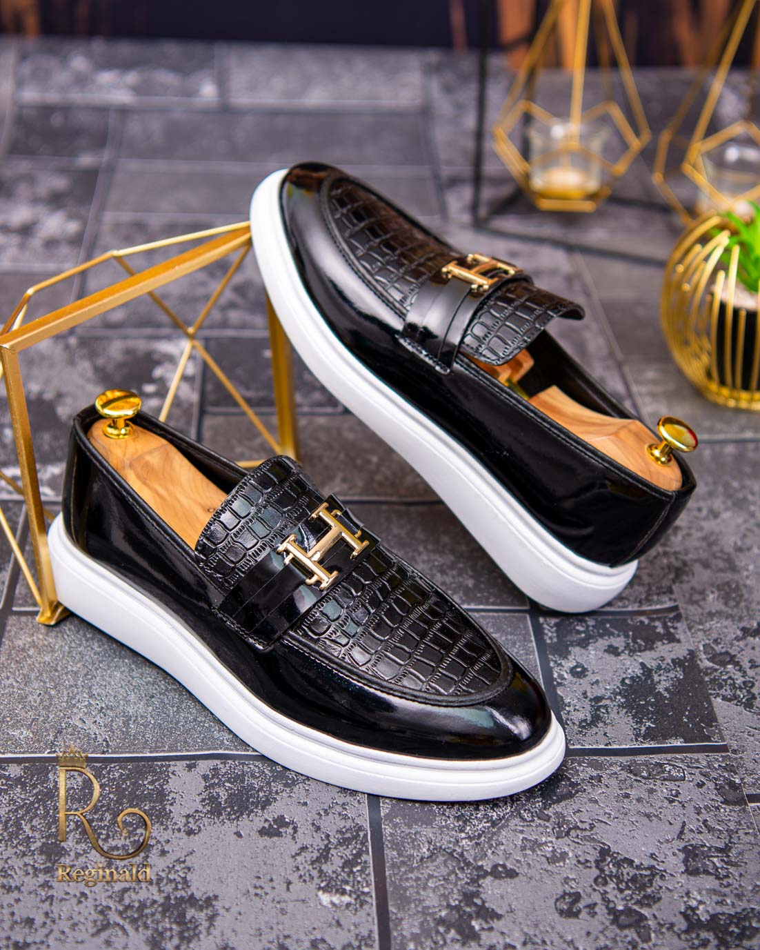 Mocasini de barbati casual, negri, talpa inalta ultra-usoara – AD519 - imagine 2