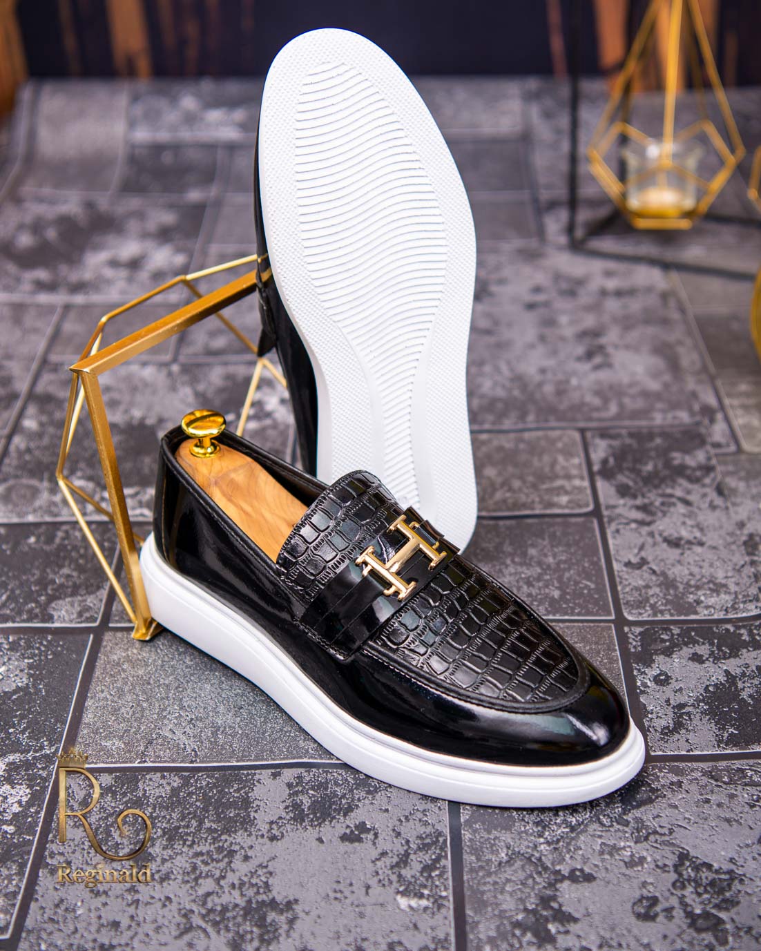 Mocasini de barbati casual, negri, talpa inalta ultra-usoara – AD519 - imagine 3