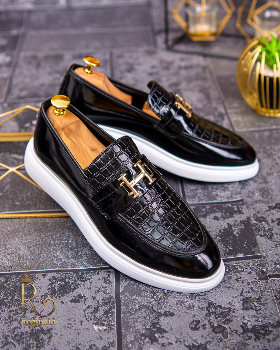 Mocasini de barbati casual, negri, talpa inalta ultra-usoara – AD519